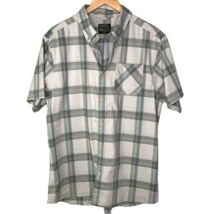 United by Blue men’s shirt gray plaid short sleeve button-down size large L